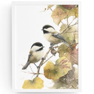 Watercolor Chickadee Bird Portrait Wall Art Print, Unframed - Charming Nature